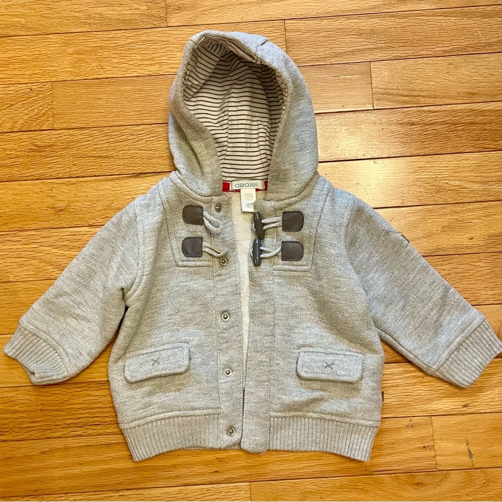 Gray Kids Pea Coat with Toggle Buttons